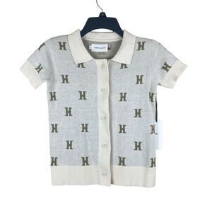 Honor the gift monogram letter H polo knit top short sleeves shirt size XS